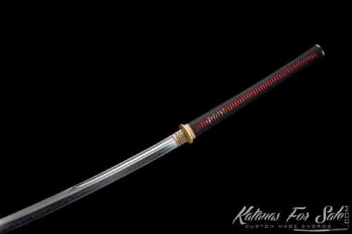 Nagamaki T10 Folded Clay Tempered Steel with Gloss Black Hardwood Saya - Image 7