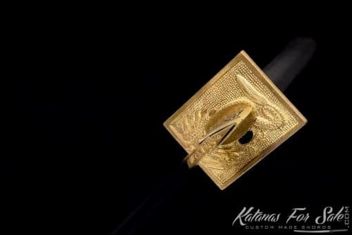 Nagamaki Sword T10 Clay Tempered Steel with Gloss Black Hardwood Saya