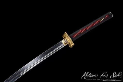 Nagamaki Sword T10 Clay Tempered Steel with Gloss Black Hardwood Saya - Image 3