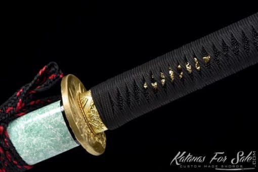 Nagamaki Sword T10 Folded Steel with Special Jade Pattern Saya and Thick High Quality Sageo