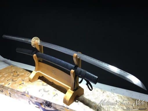 Nagamaki T10 Folded Clay Tempered with Hadori Polish and Sparkle Black Hardwood Saya - Image 2