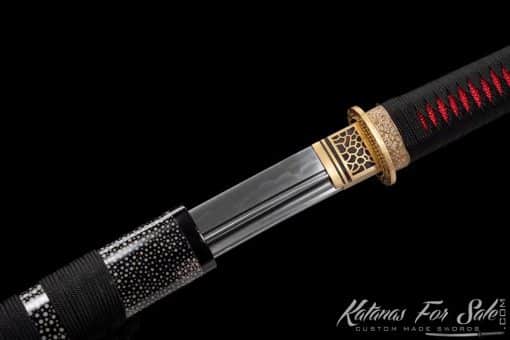 Nagamaki T10 Folded Clay Tempered Steel with Gloss Black Hardwood Saya - Image 4