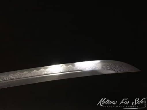 Nagamaki T10 Folded Clay Tempered with Hadori Polish and Sparkle Black Hardwood Saya - Image 9