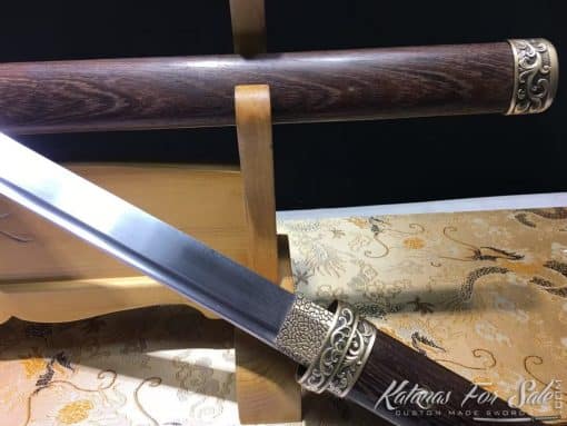 Shirasaya Ninjato 9260 Spring Steel with Rosewood Saya and Handmade Copper Fittings - Image 2