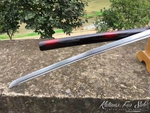 Nodachi 1060 Carbon Steel with Dual Red Hardwood Saya - Image 4