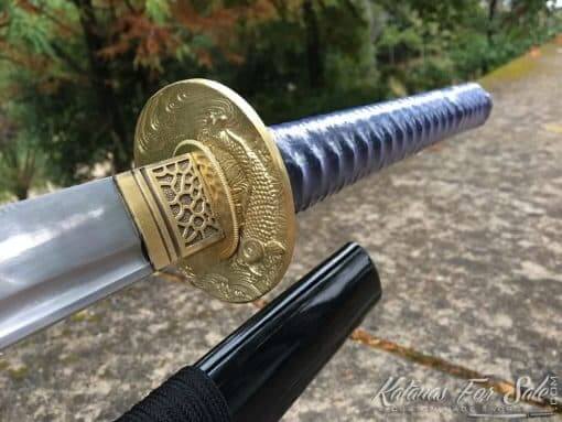Nodachi Sword T10 Folded Steel with Gloss Black Hardwood Saya - Image 2