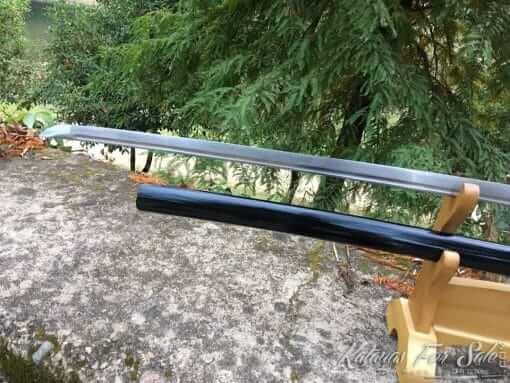 Nodachi Sword T10 Folded Steel with Gloss Black Hardwood Saya - Image 5
