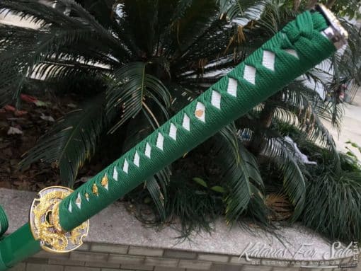 Nodachi Sword 1060 Carbon Steel with Green Saya - Image 10