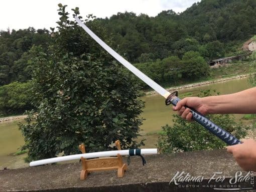 Nodachi Odachi 1095 Folded Steel with White Lacquered Wood Saya - Image 6