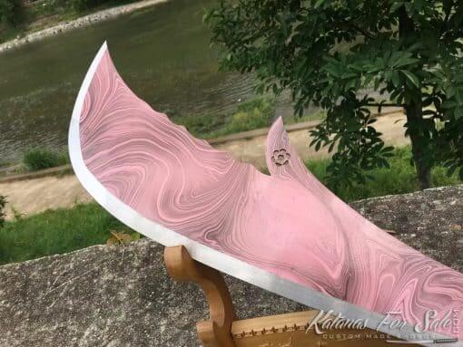Guandao Blade 1095 Carbon Steel with Purple Pink Acid Dye - Image 8