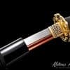 Nagamaki Blade 9260 Spring Steel with Red Acid Dye and Gloss Black Hardwood Saya