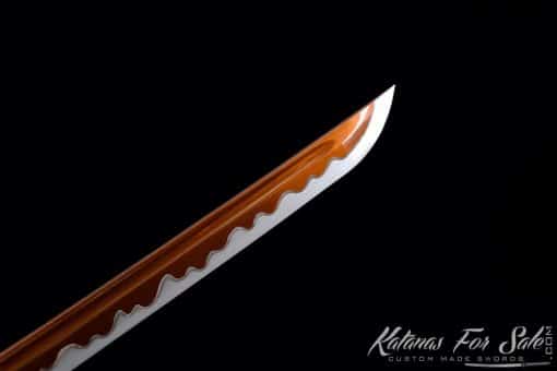 Katana 1060 Carbon Steel with Red Acid Dye and Synthetic Leather Saya with Shoulder Strap - Image 8