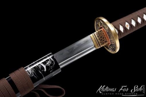 Katana T10 Folded Steel with Gloss Black Special White Paint Saya