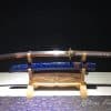Nagamaki 9260 Spring Steel with Red Acid Dye and Blue And Gold Line Saya