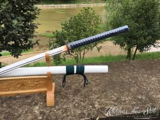Nodachi Odachi 1095 Folded Steel with White Lacquered Wood Saya - Image 7