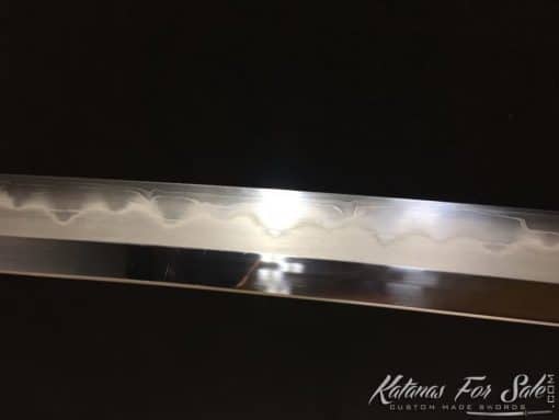 Katana Sword Multiple-refined T10 Clay Tempered Steel + Folded Steel with Full Seashell Pattern Saya and Authentic Buffalo Horn Fittings - Image 6