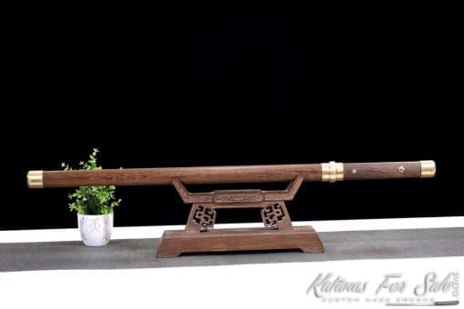Shirasaya Ninjato T10 Clay Tempered Steel with Rosewood Saya and Brass Fittings - Image 8