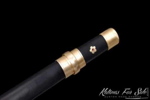 Shirasaya Tanto T10 Clay Tempered Steel with  Ebony Wood Saya and Brass Fitting - Image 4