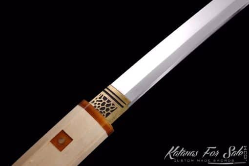 Shirasaya Katana T10 Folded Clay Tempered Steel with Bamboo Wood Saya and Buffalo Horns Fittings