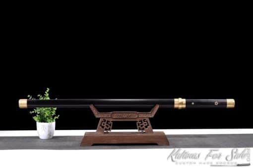 Shirasaya Ninjato T10 Clay Tempered Steel with  Ebony Saya & Brass Fitting - Image 3