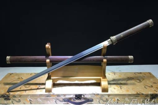 Shirasaya Ninjato 9260 Spring Steel with Rosewood Saya and Handmade Copper Fittings