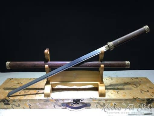 Shirasaya Ninjato 9260 Spring Steel with Rosewood Saya and Handmade Copper Fittings
