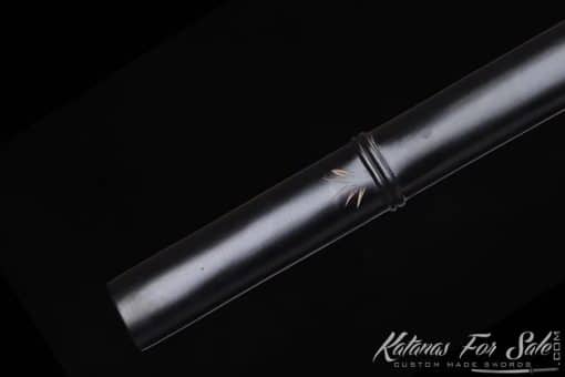 Shirasaya Ninjato 9260 Spring Steel with Black Hardwood Saya and Engraved Bamboo - Image 7