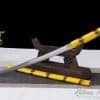 Shirasaya Wakizashi 1060 Carbon Steel with Black and Yellow Pattern Hardwood Saya