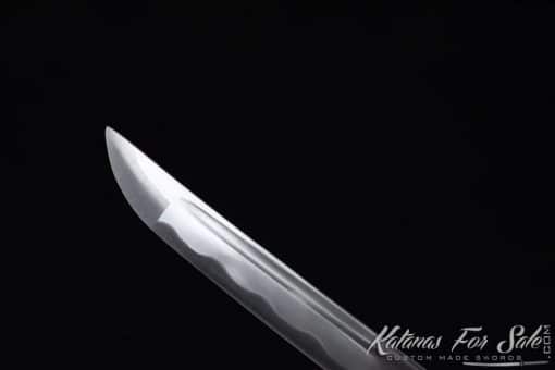 Shirasaya Wakizashi 1060 Carbon Steel with Black and Yellow Pattern Hardwood Saya - Image 6