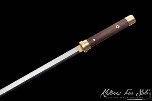 Shirasaya Ninjato T10 Clay Tempered Steel with Rosewood Saya and Brass Fittings
