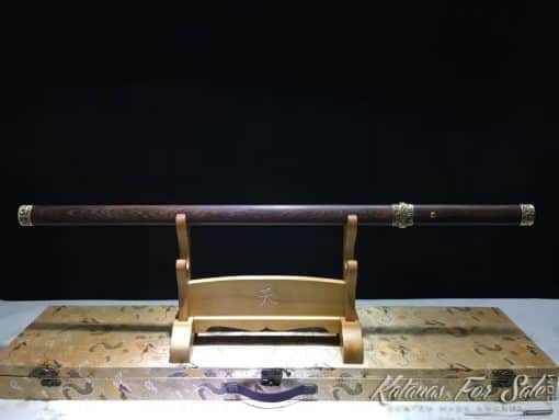 Shirasaya Ninjato 9260 Spring Steel with Rosewood Saya and Handmade Copper Fittings - Image 7