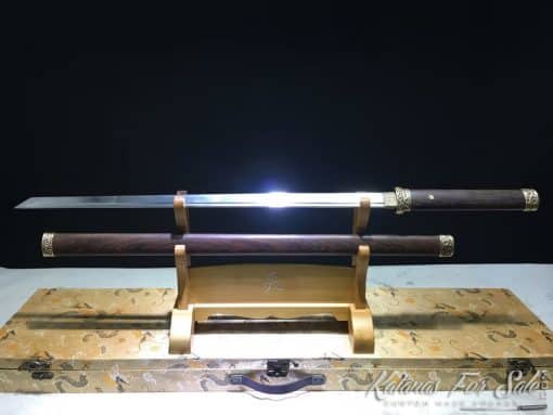 Shirasaya Ninjato 9260 Spring Steel with Rosewood Saya and Handmade Copper Fittings - Image 6