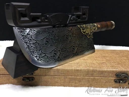 Butcher Knife Stainless Steel with Japanese Tsunami Pattern - Image 9