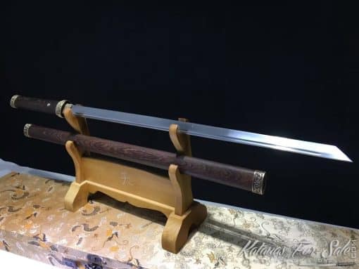 Shirasaya Ninjato 9260 Spring Steel with Rosewood Saya and Handmade Copper Fittings - Image 8