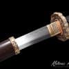 Tachi Sword T10 Folded Clay Tempered Steel with Ebony Hand Carved Blossom Saya, Brass Fittings  And Elegant Brown Tassel