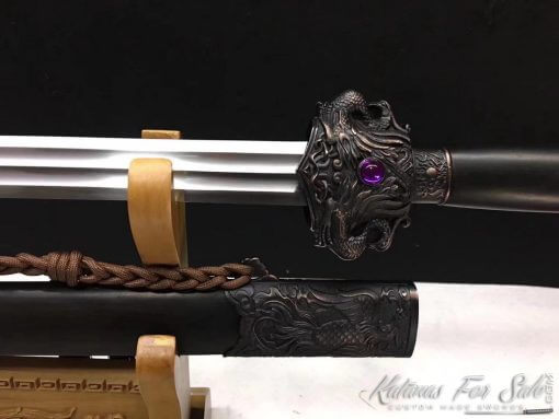 Jian Blade 1095 Carbon Steel with Ebony Wood Scabbard - Image 4