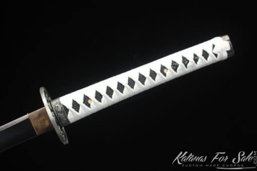 Katana 1060 Carbon Steel with Black Acid Dye and Black & white Hardwood Saya - Image 4