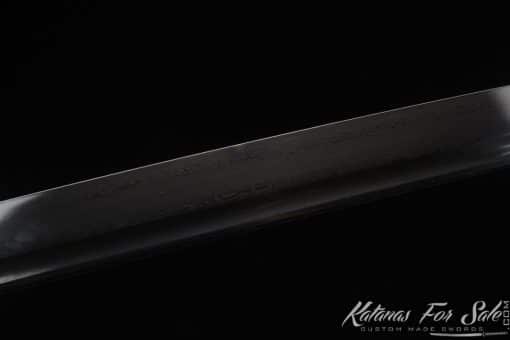 Katana 1095 Folded Steel with Black Acid Dye and Black and White Hardwood Saya - Image 5