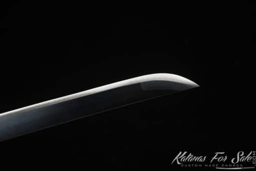 Katana 1060 Carbon Steel with Black Acid Dye and Black & white Hardwood Saya - Image 7