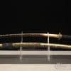 Japanese Katana Sword 1060 Carbon Steel with Gold Acid Dye and Black and Gold Mixed Hardwood Saya