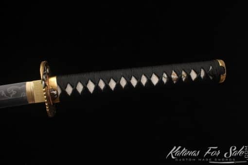 Limited-Edition Katana T10 Clay Tempered Steel with "Manpai" Full Hamon and Hadori Polish with Natural Bamboo Wood Saya with Buffalo Horns - Image 7