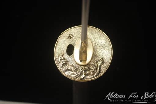 Katana 9260 Spring Steel with Black and Grey Leopard Hardwood Saya - Image 3
