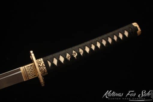 Elite Katana T10 Clay Tempered Steel with Sparkle Black Wooden Saya - Image 5