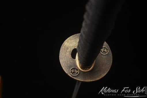 Katana Sword 1060 Carbon Steel with Black Acid Dye and Gloss Black hardwood Saya - Image 9