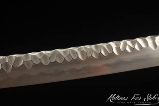 Katana Sword 1095 Folded Steel with Geo Shape and Handmade Gold Mystery Cloud Saya - Image 6