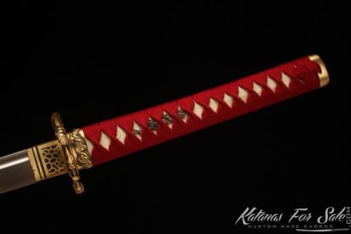 Battle-Ready Katana Sword T10 Clay Tempered Steel with Handmade Pearl Leather Hardwood Saya - Image 3