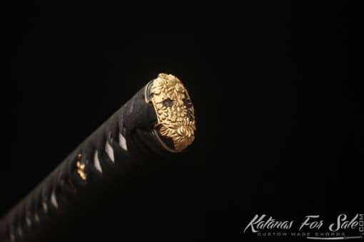 Katana T10 Folded Clay Tempered Steel with Refined Layers and Hadori Polish with Burgundy Seashell Dragon Saya - Image 4