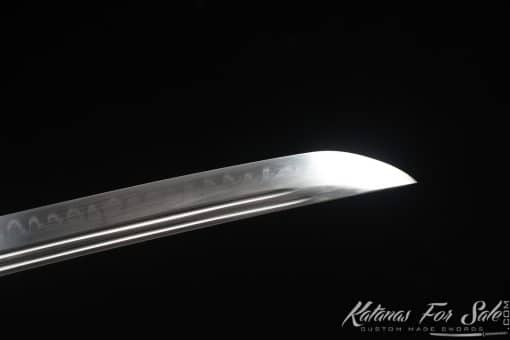 Katana Blade T10 Clay Tempered Steel with Black and Blue Dotted Hardwood Saya - Image 5