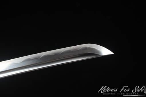 Tactical Katana Blade T10 Clay Tempered Steel  with Round Hamon and Hadori Polish with Multicolour dotted Hardwood Saya - Image 4