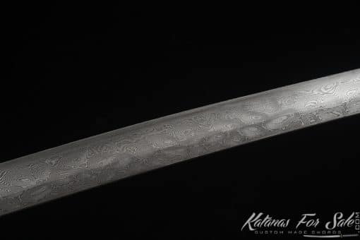 Katana 1095 Folded Steel with Vintage Finish  and Red and Black Hardwood Saya - Image 4